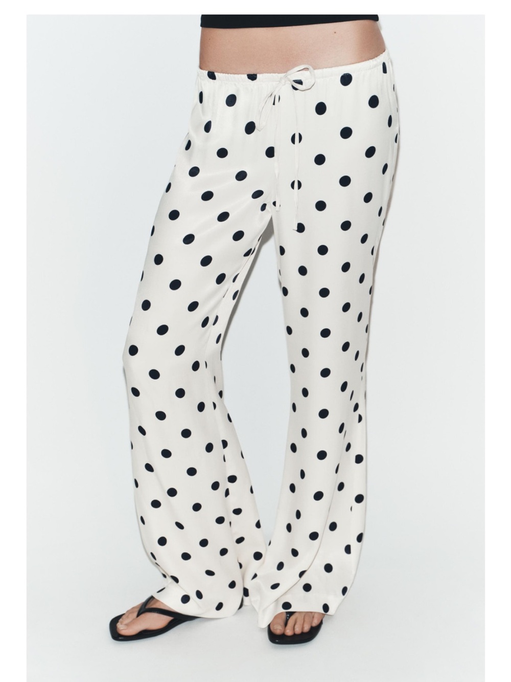 Zara Polka Dot Satin Effect Draw String Pant
